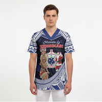 Samoa Christmas Scrub Top Samoan Siva Dance With Santa - Polynesian Pride