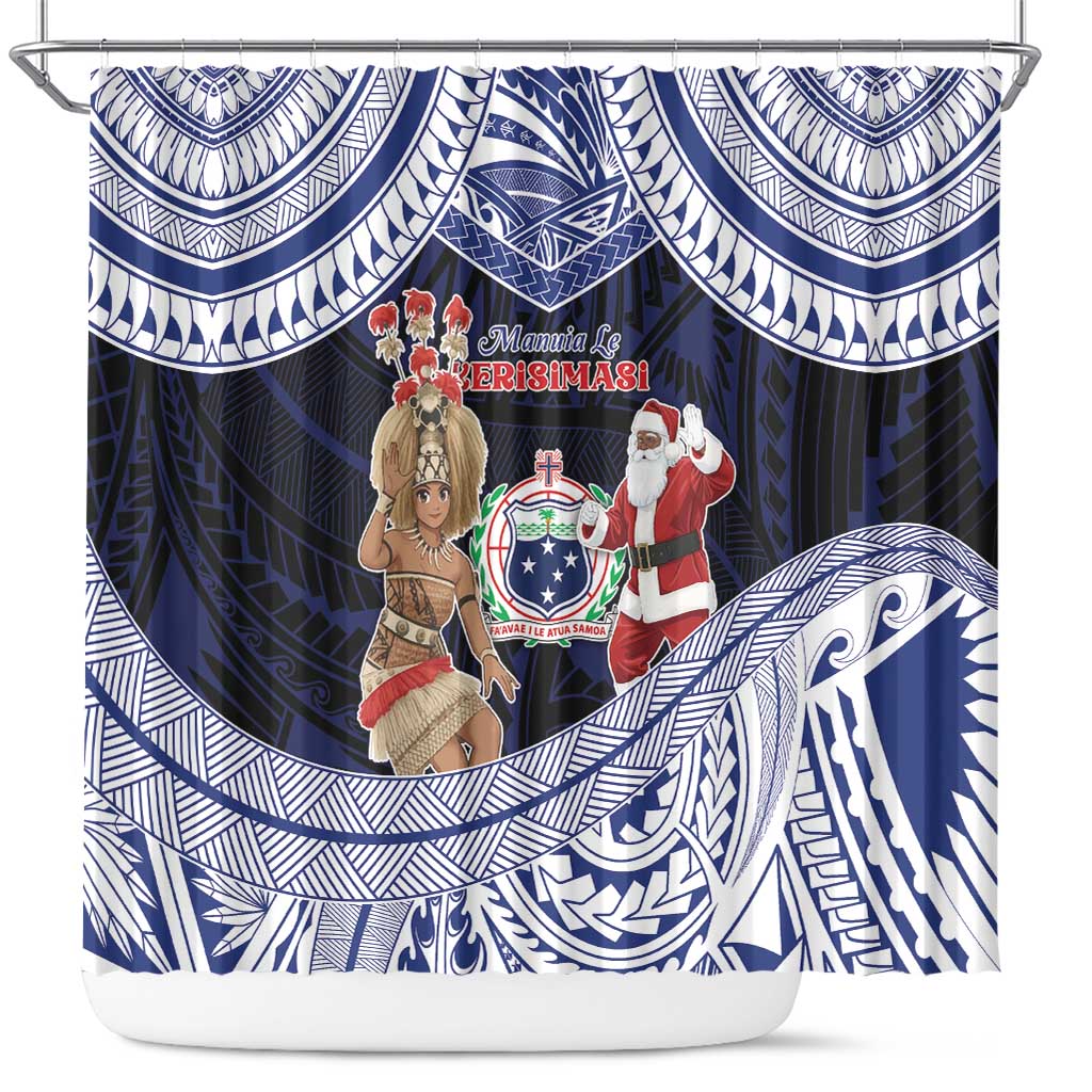 Samoa Christmas Shower Curtain Samoan Siva Dance With Santa - Polynesian Pride