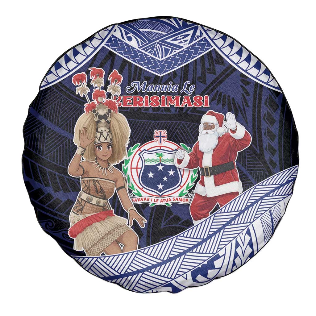 Samoa Christmas Spare Tire Cover Samoan Siva Dance With Santa - Polynesian Pride