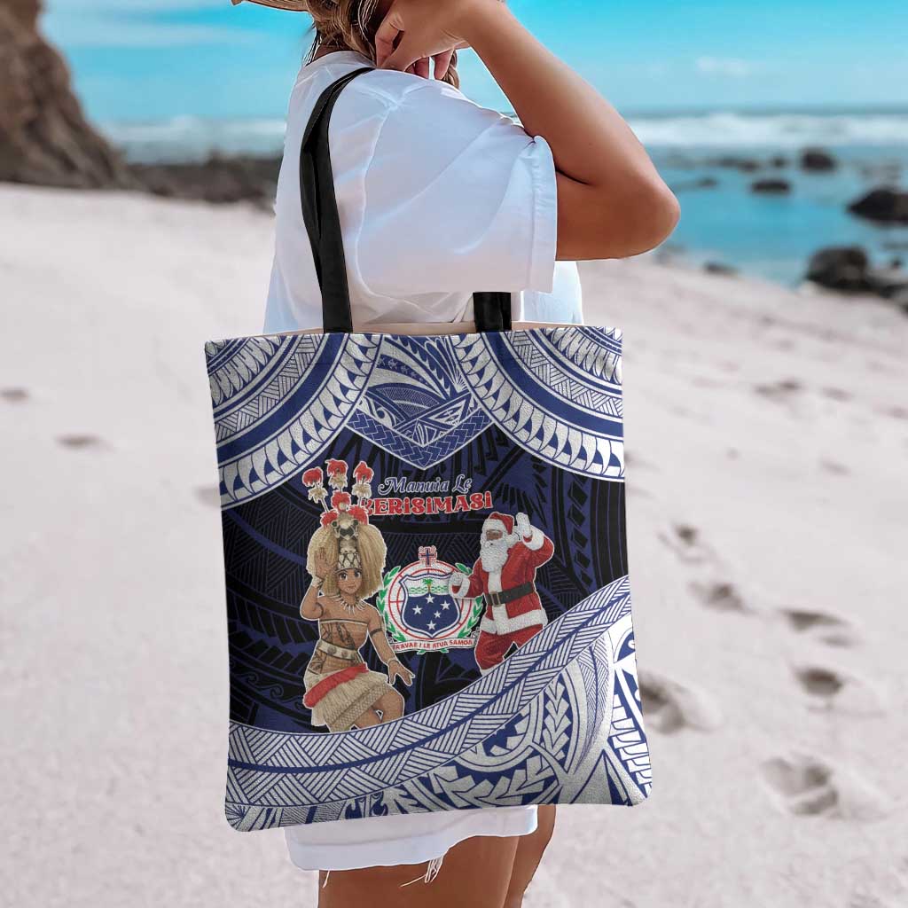 Samoa Christmas Tote Bag Samoan Siva Dance With Santa - Polynesian Pride