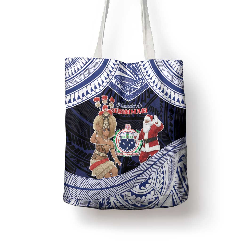 Samoa Christmas Tote Bag Samoan Siva Dance With Santa - Polynesian Pride