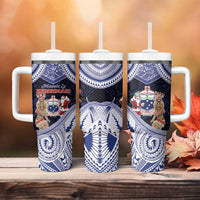 Samoa Christmas Tumbler With Handle Samoan Siva Dance With Santa - Polynesian Pride
