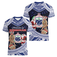 Samoa Christmas Women V-Neck T-Shirt Samoan Siva Dance With Santa - Polynesian Pride