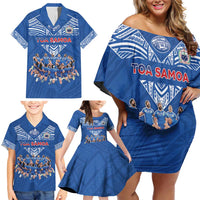 Toa Samoa Family Matching Off Shoulder Short Dress and Hawaiian Shirt Samoan Warrior Spirit Rugby - Polynesian Pride
