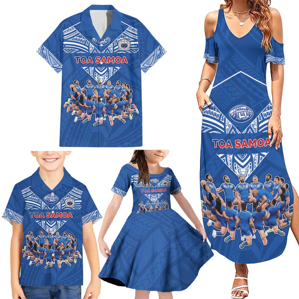 Toa Samoa Family Matching Summer Maxi Dress and Hawaiian Shirt Samoan Warrior Spirit Rugby - Polynesian Pride