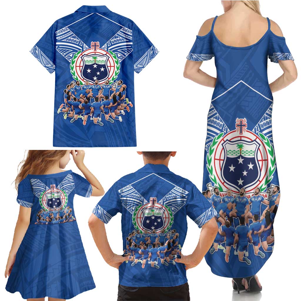 Toa Samoa Family Matching Summer Maxi Dress and Hawaiian Shirt Samoan Warrior Spirit Rugby - Polynesian Pride