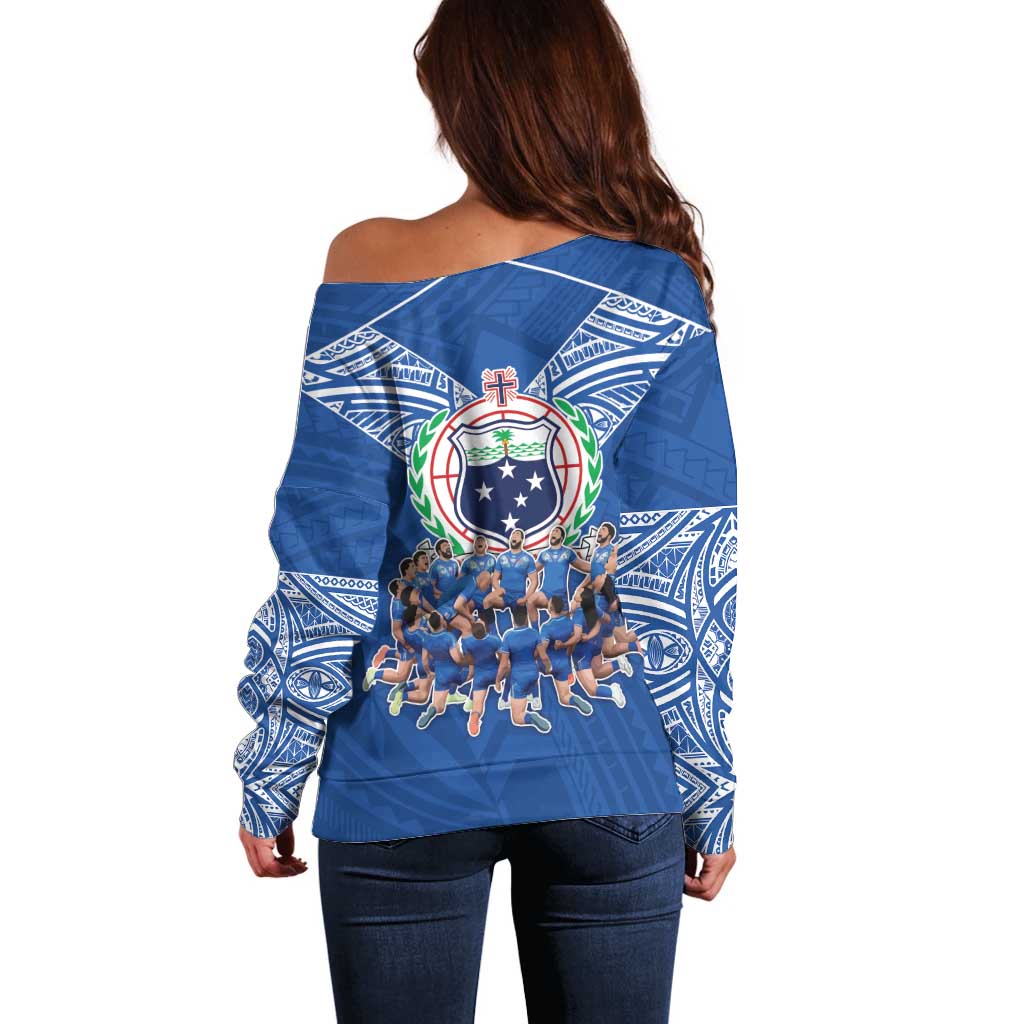 Toa Samoa Off Shoulder Sweater Samoan Warrior Spirit Rugby - Polynesian Pride