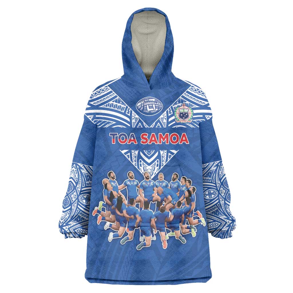 Toa Samoa Wearable Blanket Hoodie Samoan Warrior Spirit Rugby - Polynesian Pride