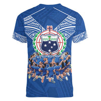 Toa Samoa Women V-Neck T-Shirt Samoan Warrior Spirit Rugby - Polynesian Pride