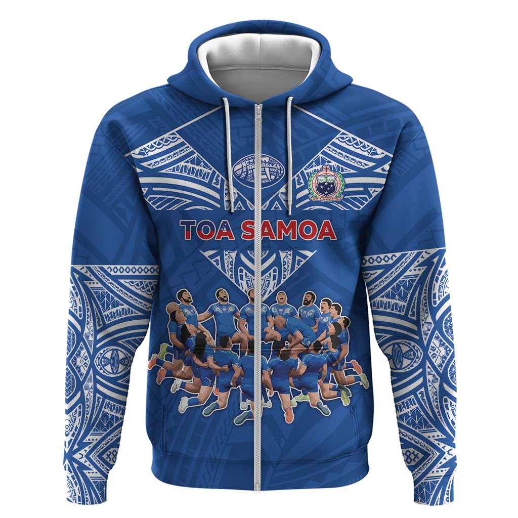 Toa Samoa Zip Hoodie Samoan Warrior Spirit Rugby - Polynesian Pride