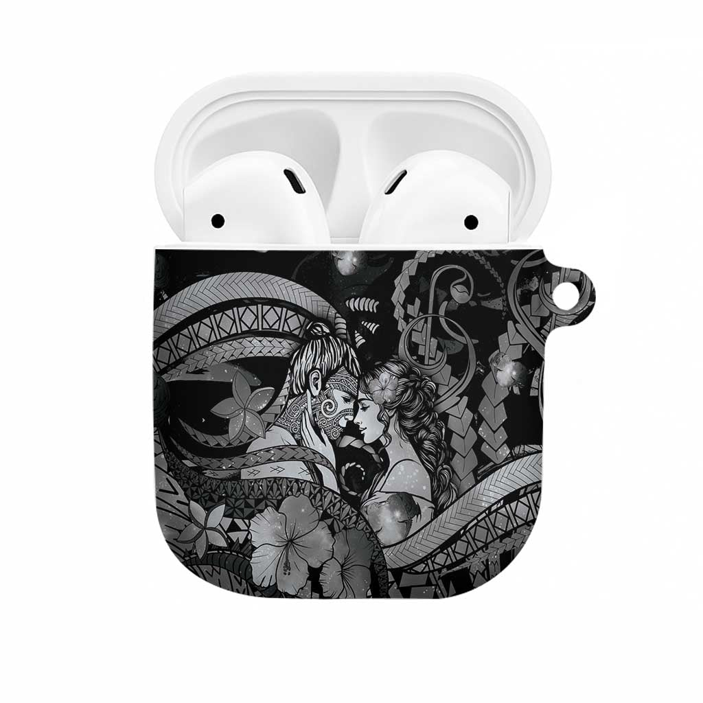 Maori Romantic Valentine AirPods Case The Hongi Kiss Black Galaxy DT05 Black - Polynesian Pride