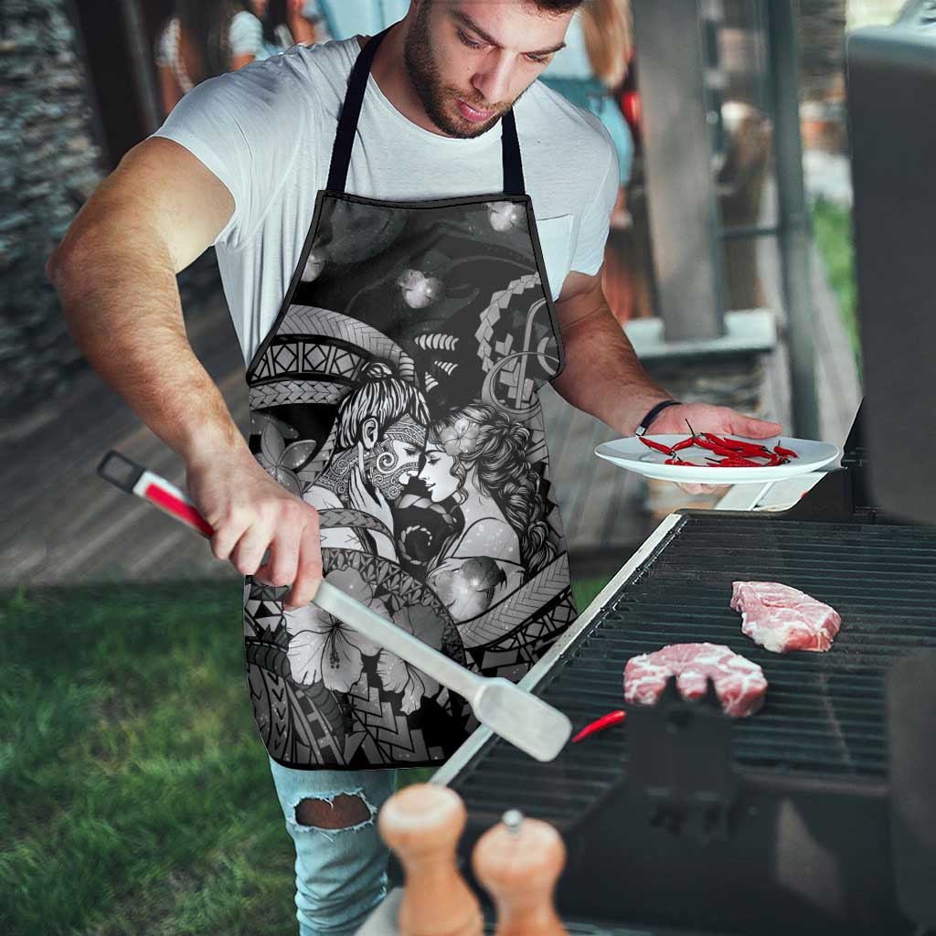 Maori Romantic Valentine Apron The Hongi Kiss Black Galaxy