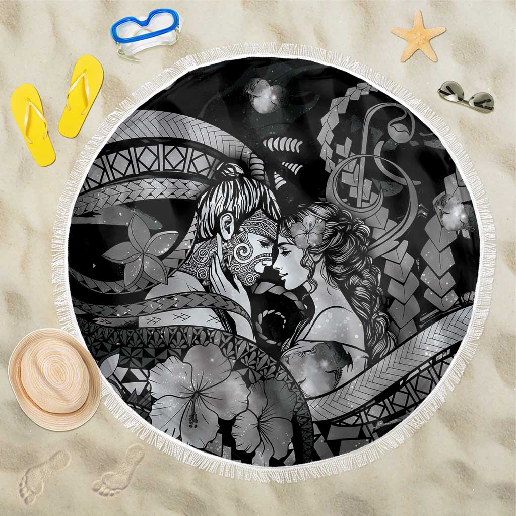 Maori Romantic Valentine Beach Blanket The Hongi Kiss Black Galaxy