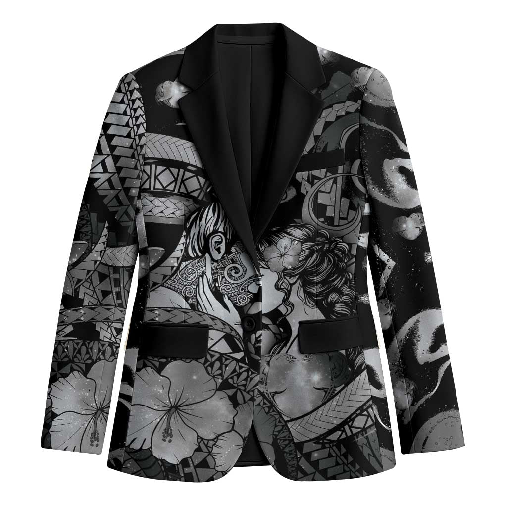 Personalised Maori Romantic Valentine Blazer The Hongi Kiss Black Galaxy