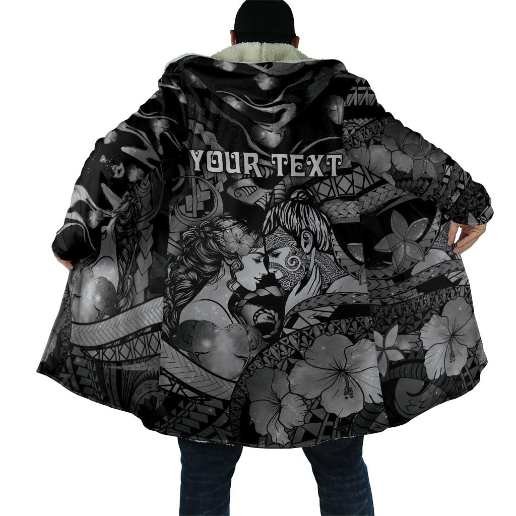 Personalised Maori Romantic Valentine Cloak The Hongi Kiss Black Galaxy