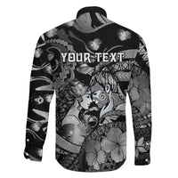 Personalised Maori Romantic Valentine Family Matching Puletasi and Hawaiian Shirt The Hongi Kiss Black Galaxy DT05 - Polynesian Pride