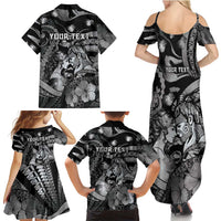 Personalised Maori Romantic Valentine Family Matching Summer Maxi Dress and Hawaiian Shirt The Hongi Kiss Black Galaxy DT05 - Polynesian Pride