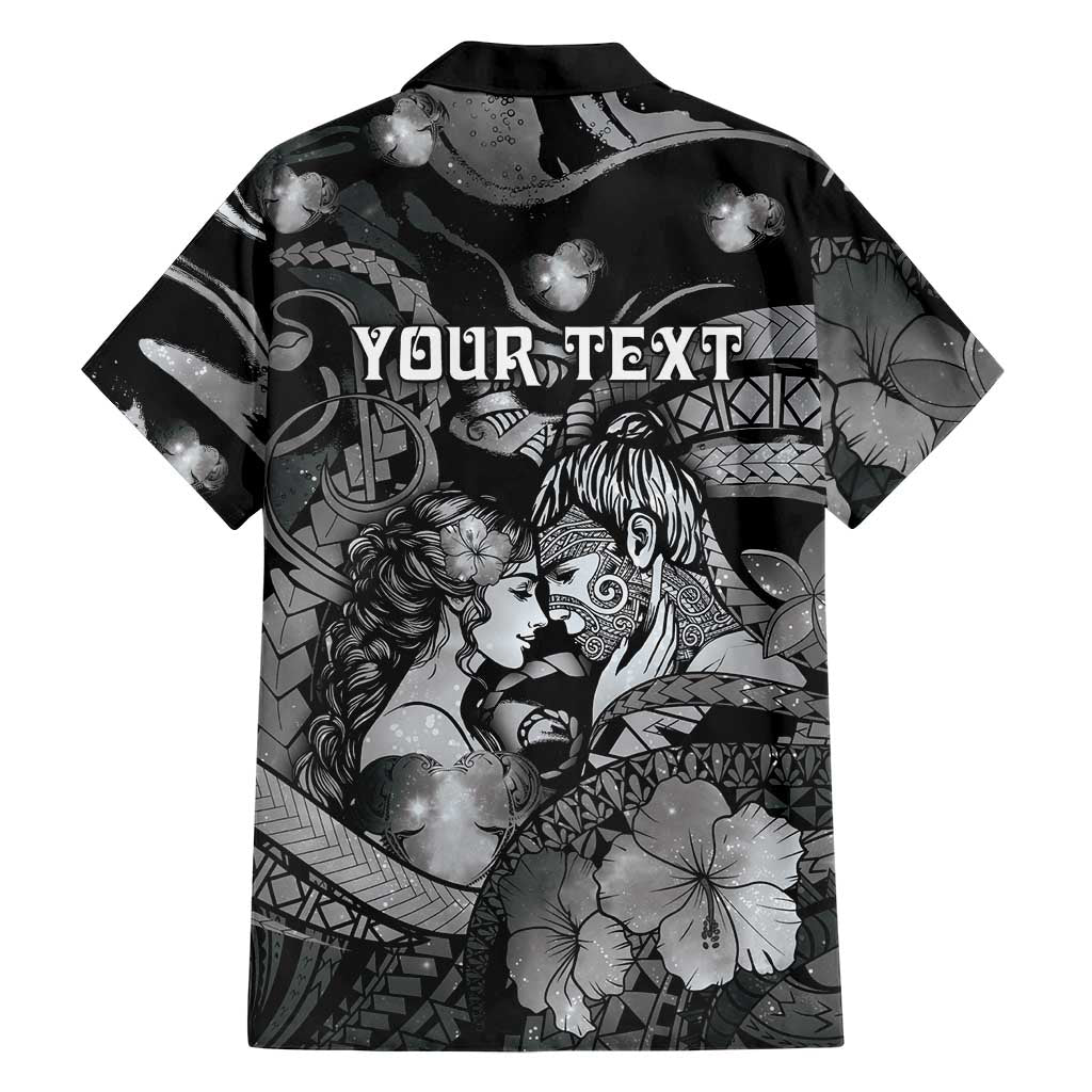 Personalised Maori Romantic Valentine Family Matching Summer Maxi Dress and Hawaiian Shirt The Hongi Kiss Black Galaxy DT05 - Polynesian Pride