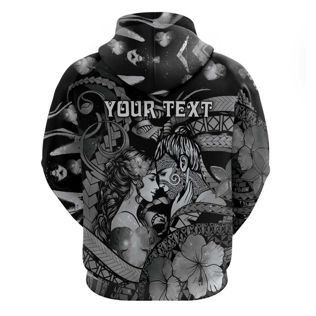 Personalised Maori Romantic Valentine Hoodie The Hongi Kiss Black Galaxy