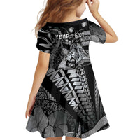 Personalised Maori Romantic Valentine Kid Short Sleeve Dress The Hongi Kiss Black Galaxy