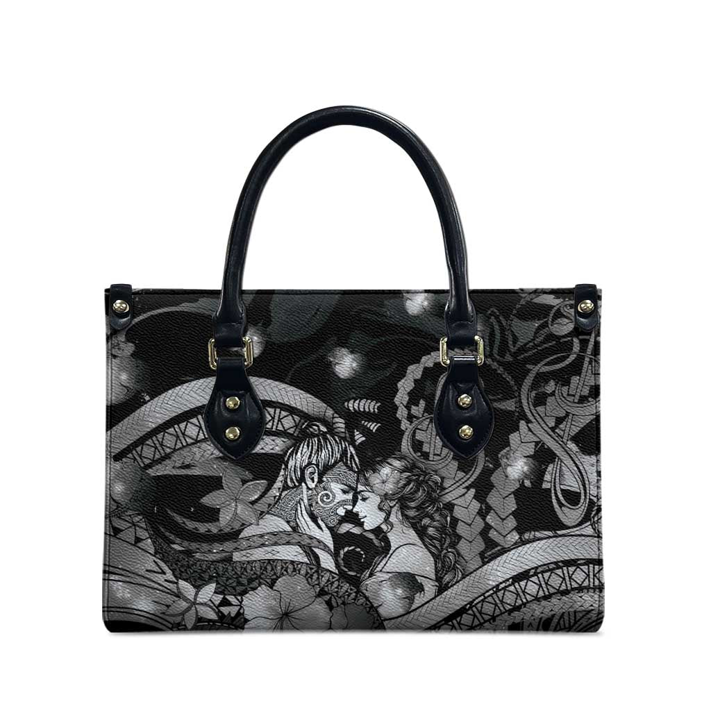 Maori Romantic Valentine Leather Bag The Hongi Kiss Black Galaxy