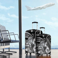 Maori Romantic Valentine Luggage Cover The Hongi Kiss Black Galaxy
