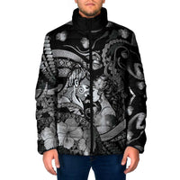 Personalised Maori Romantic Valentine Padded Jacket The Hongi Kiss Black Galaxy