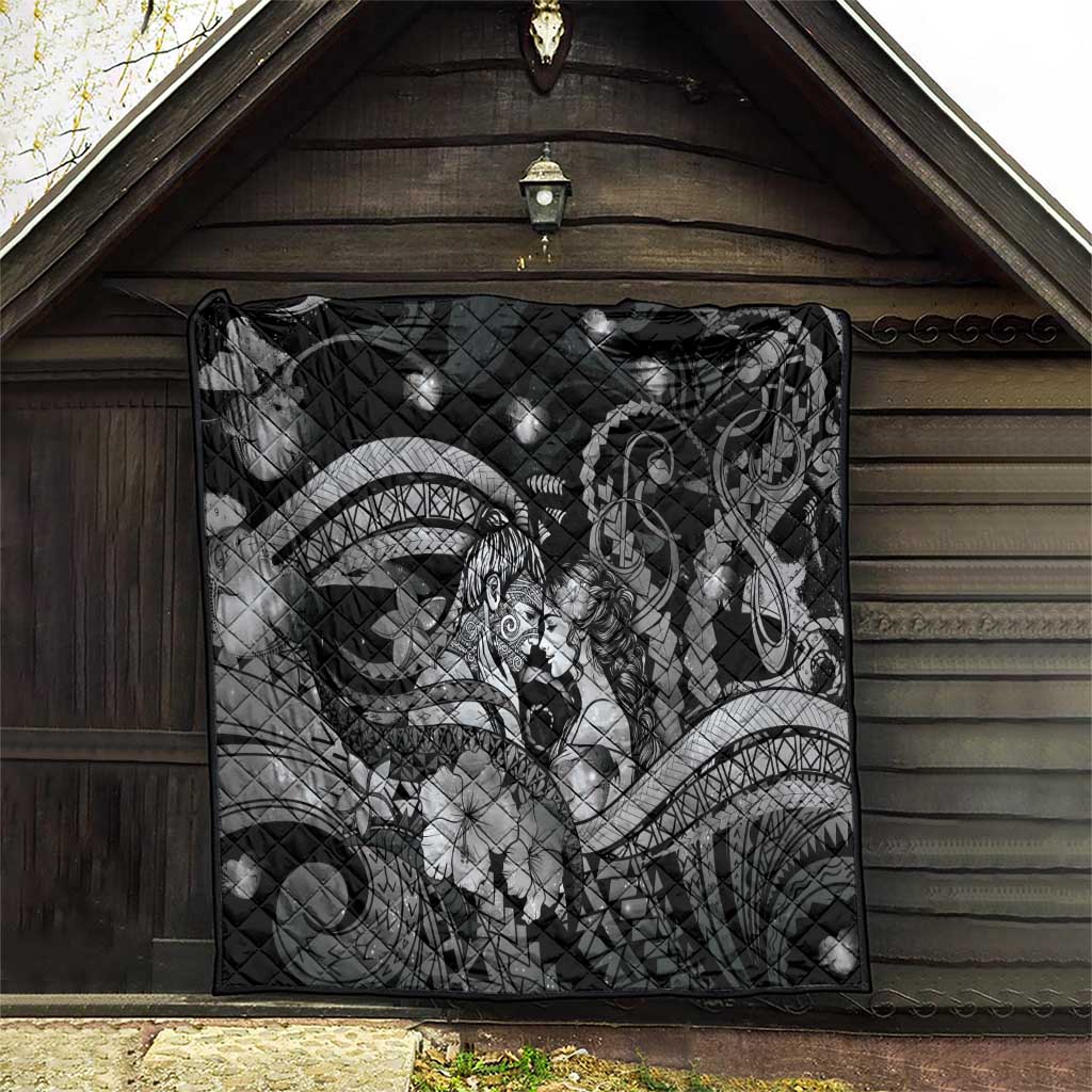 Maori Romantic Valentine Quilt The Hongi Kiss Black Galaxy