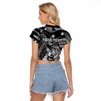 Personalised Maori Romantic Valentine Raglan Cropped T Shirt The Hongi Kiss Black Galaxy