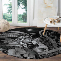 Maori Romantic Valentine Round Carpet The Hongi Kiss Black Galaxy
