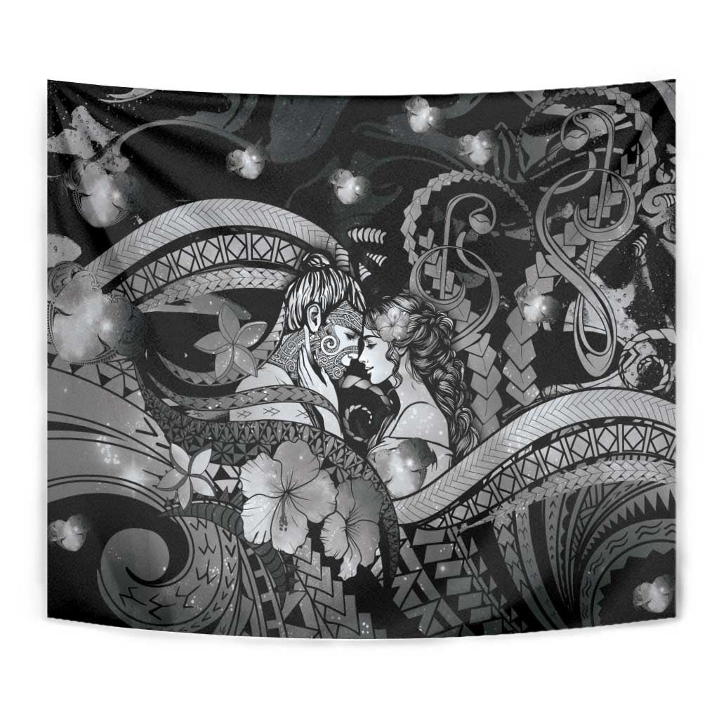 Maori Romantic Valentine Tapestry The Hongi Kiss Black Galaxy