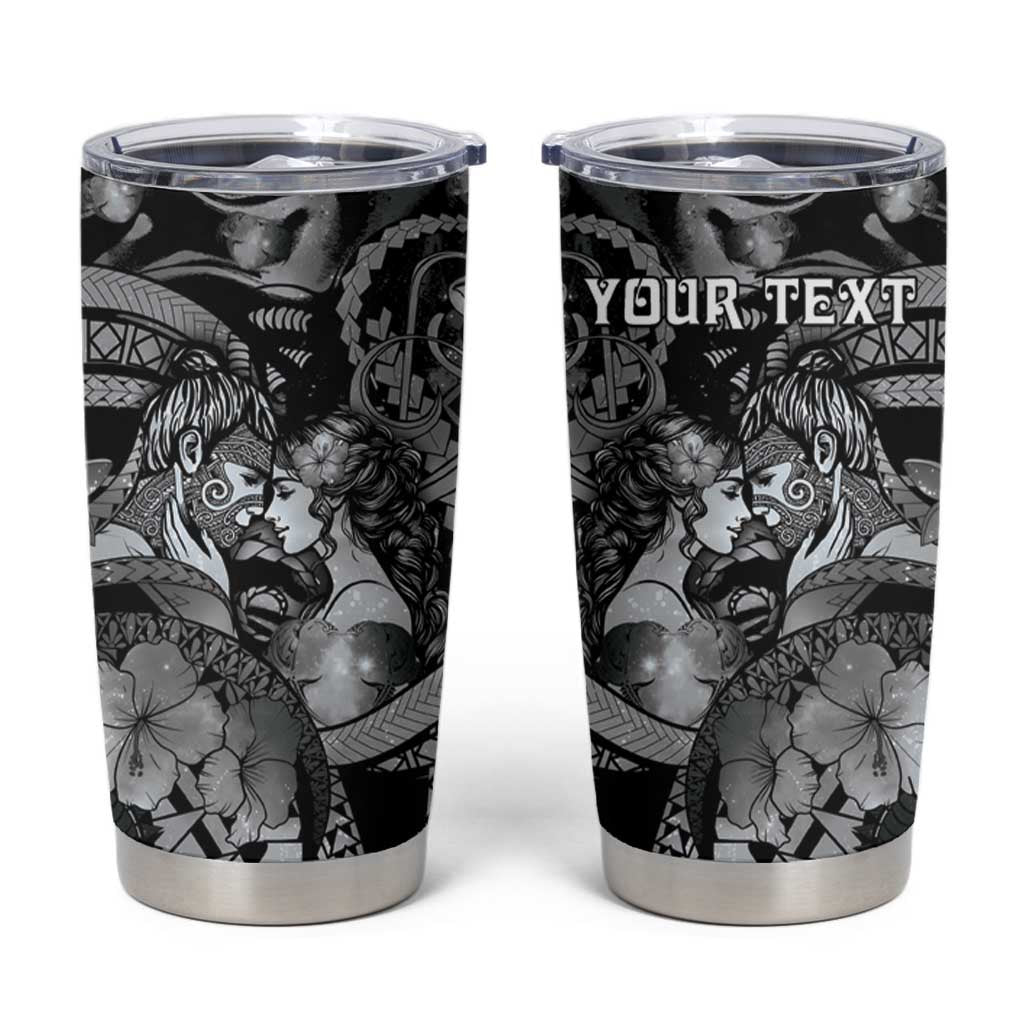 Personalised Maori Romantic Valentine Tumbler Cup The Hongi Kiss Black Galaxy