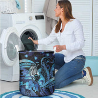 Maori Romantic Valentine Laundry Basket The Hongi Kiss Blue Galaxy