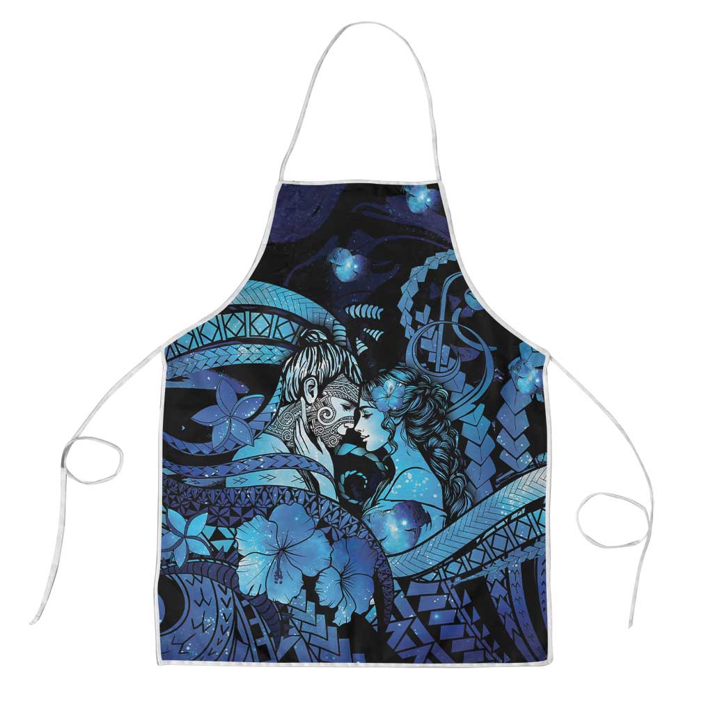 Maori Romantic Valentine Apron The Hongi Kiss Blue Galaxy