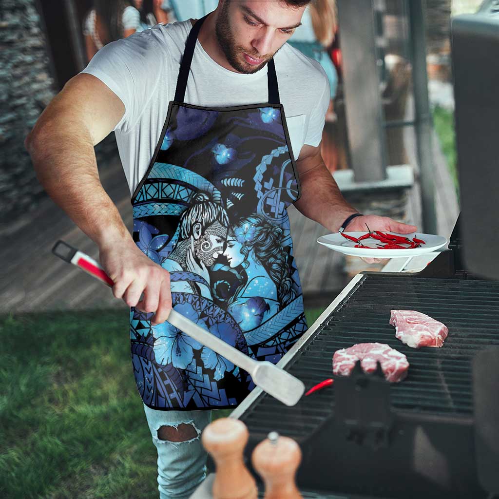Maori Romantic Valentine Apron The Hongi Kiss Blue Galaxy
