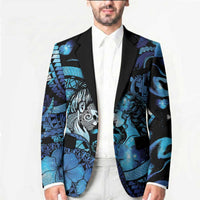 Personalised Maori Romantic Valentine Blazer The Hongi Kiss Blue Galaxy