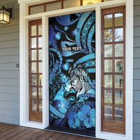 Personalised Maori Romantic Valentine Door Cover The Hongi Kiss Blue Galaxy