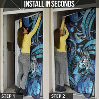 Personalised Maori Romantic Valentine Door Cover The Hongi Kiss Blue Galaxy