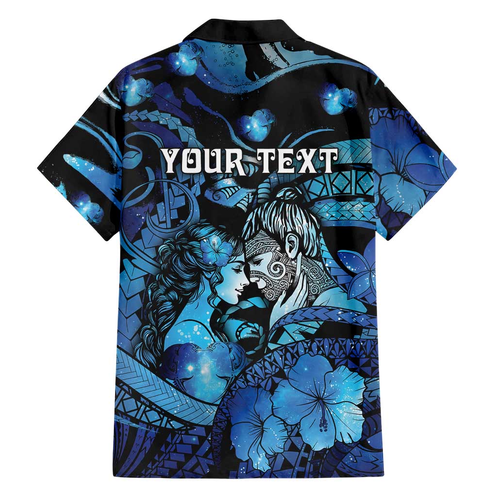 Personalised Maori Romantic Valentine Family Matching Mermaid Dress and Hawaiian Shirt The Hongi Kiss Blue Galaxy DT05 - Polynesian Pride