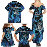 Personalised Maori Romantic Valentine Family Matching Summer Maxi Dress and Hawaiian Shirt The Hongi Kiss Blue Galaxy DT05 - Polynesian Pride