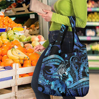 Maori Romantic Valentine Grocery Bag The Hongi Kiss Blue Galaxy