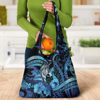 Maori Romantic Valentine Grocery Bag The Hongi Kiss Blue Galaxy
