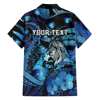 Personalised Maori Romantic Valentine Hawaiian Shirt The Hongi Kiss Blue Galaxy