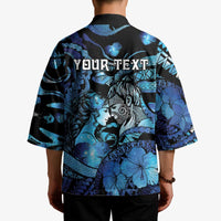 Personalised Maori Romantic Valentine Kimono The Hongi Kiss Blue Galaxy