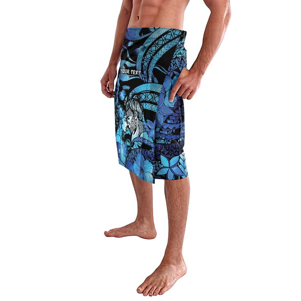 Personalised Maori Romantic Valentine Lavalava The Hongi Kiss Blue Galaxy