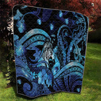 Maori Romantic Valentine Quilt The Hongi Kiss Blue Galaxy
