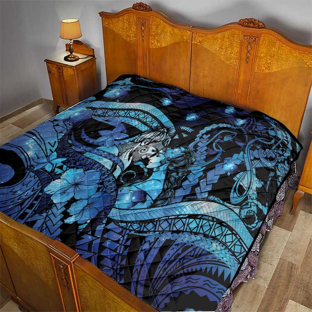 Maori Romantic Valentine Quilt The Hongi Kiss Blue Galaxy