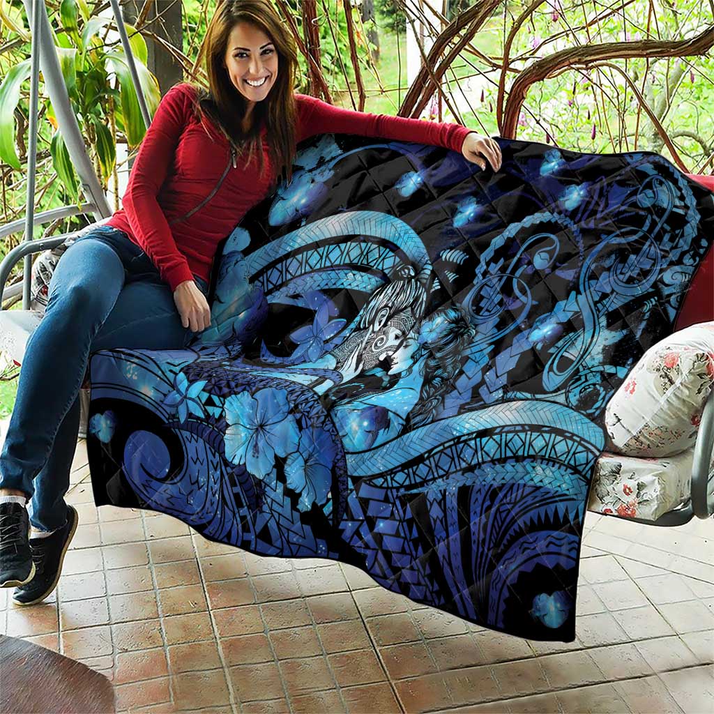 Maori Romantic Valentine Quilt The Hongi Kiss Blue Galaxy