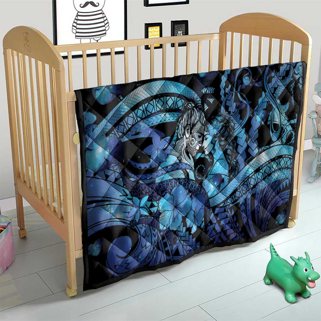 Maori Romantic Valentine Quilt The Hongi Kiss Blue Galaxy
