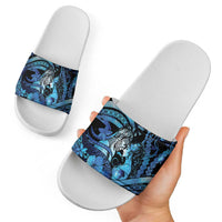 Maori Romantic Valentine Slide Sandals The Hongi Kiss Blue Galaxy
